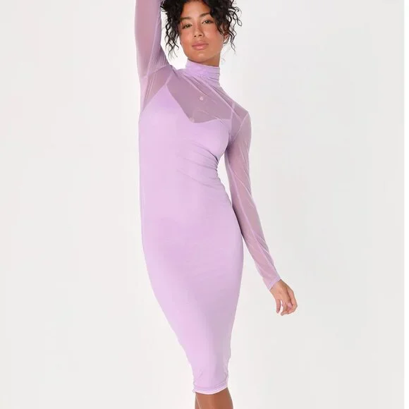 Lulus | Dresses | Lavender Mesh Bodycon Dress Xl | Poshmark